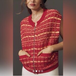 Maeve by Anthropologie Sleeveless Full Zip Tweed Sweater Vest - New Without Tag